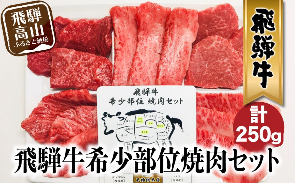 飛騨牛 希少部位 焼肉 盛り合わせ 250g 5種食べ比べ ( ヒレ / ロース / もも など ) A5等級 肉